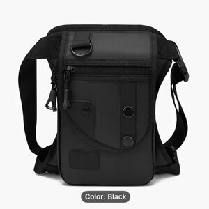 New! Black Unisex Oxford Leg Bag. Cycle Riding / Fanny Pack / Outdoor / Hip Bag